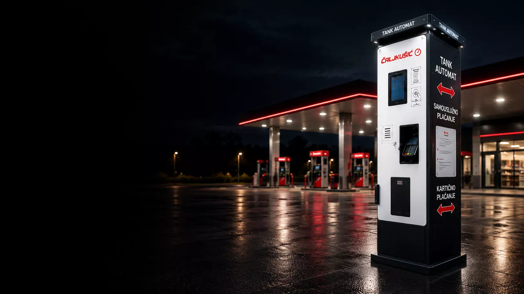Vizualizacija Čaljkušić tankautomata na moderno osvijetljenoj postaji